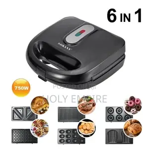 Electric Waffle Maker 6 in 1 Grill Sandwich Cake Donut Walnu