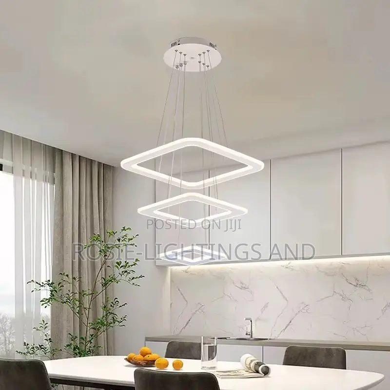 3 Step Square Led Chandelier (White)
