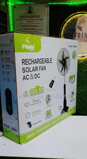 Iwin Rechargeable Solar Fan,18 Inches"Ac Dc. Model:Iw8068