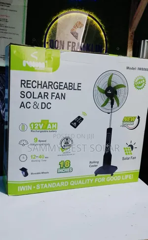 Iwin Rechargeable Solar Fan,18 Inches"Ac Dc. Model:Iw8068