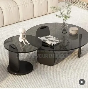 Glass Top Center Table With Side Stool