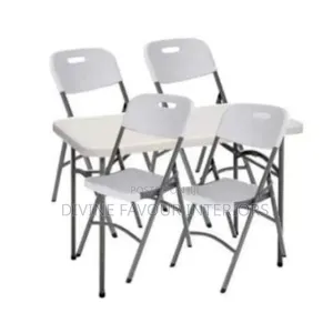 4ft White Folding Table With Four Chairs