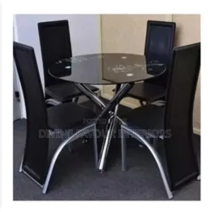 Dinning Table and 4 Chairs Set - Black