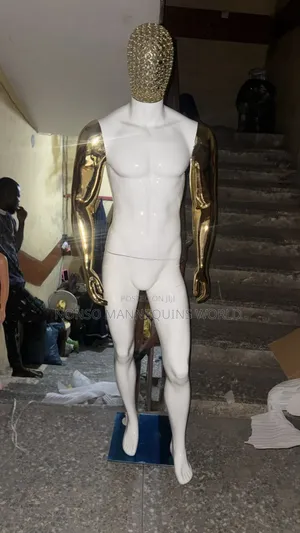 White And Gold Male Basket Head Mannequin