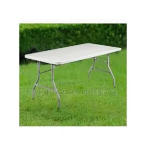 Rectangle Table 4 Metal Legs and 4 Foldable Iron Leg Chair