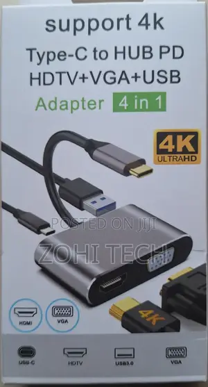Type C Hub 4 in 1 Adapter Hdmi Vga Usb Type C