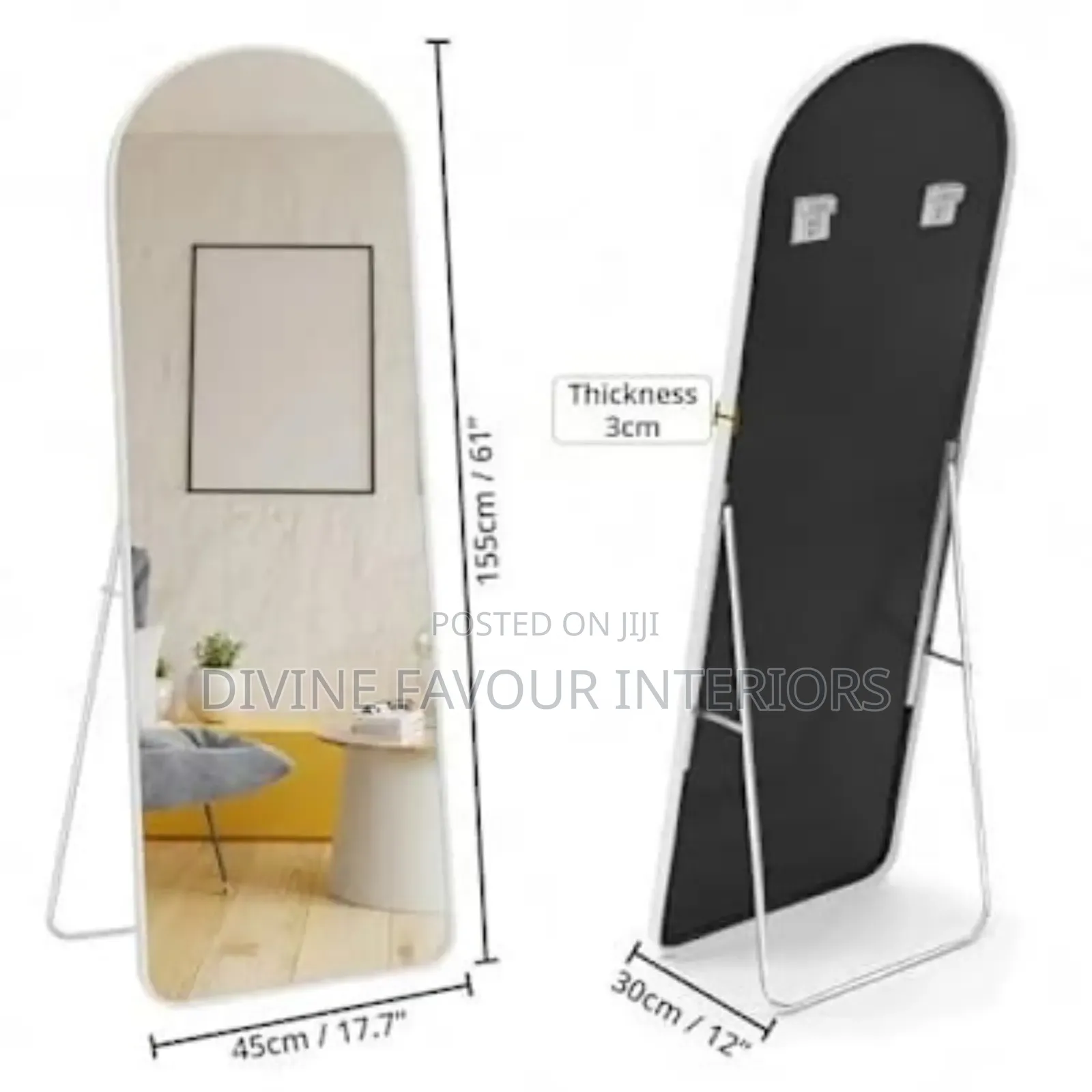 Standing/Wall Mounted Arch Dressing Mirror - White