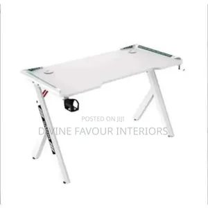 Modern Y Leg Shaped RGB Led Lights Gaming Table 1.2m- White