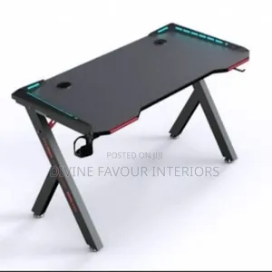 Gaming Office Desk With Led Lights - Y- Leg - 1.2m - Black