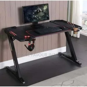 Executive Gaming Office Desk With Led Lights - 1.2m - Black