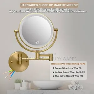 Gold Makeup/ Shaving Magnifying Mirror With Light