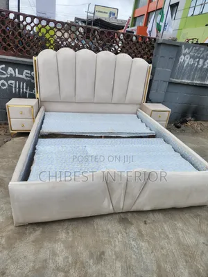 Cream Coloured Padded 6by7 Bed Stand.
