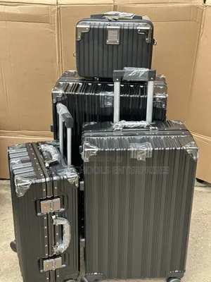 Set of 4 Black Aluminium Travelling Luggage Boxes