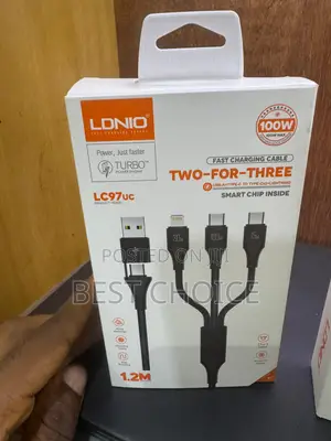 100w 2 in 3 Fast Charging Data Cable