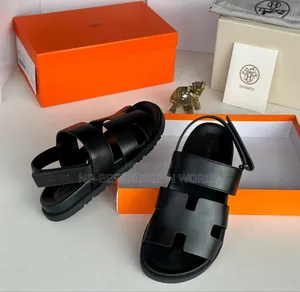 Black Leather Hermes Sandals