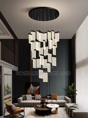 Modern High Ceiling Spiral Chandelier Black