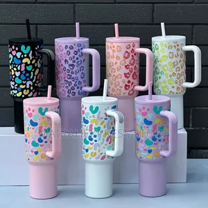 Leopard Skin Vacuum Cup With a Free Straw Cover