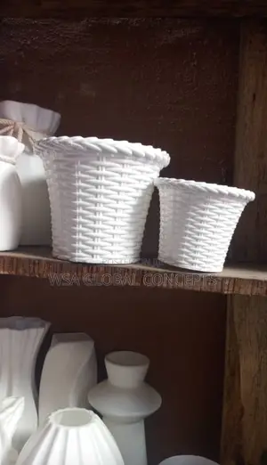 Basket Design White Flower Pot