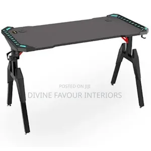 Computer Gaming Desk RGB With v Shaped Leg Design - Black