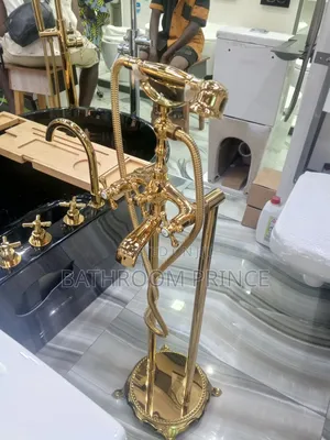 Gold Bathtub Standing Mixer Tap