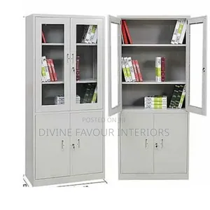 Half Glass Metal Book Shelf - 1 Piece