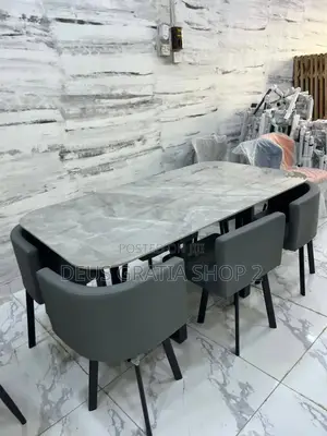 6 Seaters Marble Dining Table Set