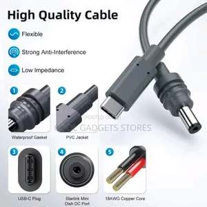 Usb C To Dc Power Cable For Starlink Mini