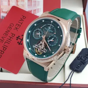 Original Patek Philippe Green Genuine Leather Strap Watch