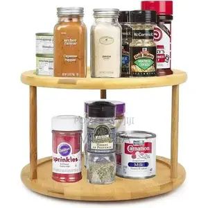 Bamboo Rotating Double Spice Rack
