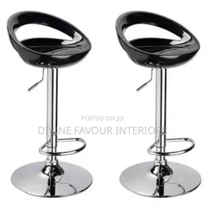 2 Glossy Round Swivel Counter Height Bar Stool - Black