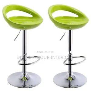 Set of 2 Glossy Round Swivel Height Bar Stool - Lemon Green
