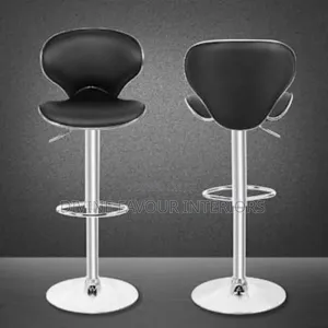 Set of 2 Chrome Bar Stool With Backrest - Black