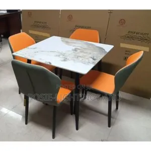 Luxury Dinning Square Mable Table + 4 Sitting Chairs