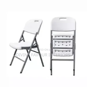 Foldable Plastic Chair With Metal Legs - White