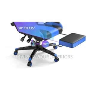 Furgle Computer Racing Gaming Chair + Footrest - Blue Black