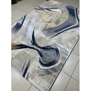 Designer Centre Rug - Blue/Cream
