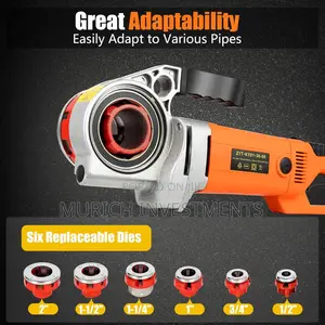 Portable Electric Pipe Threader Kit – 1/2” To 2” With 6 Dies
