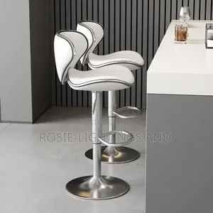 Adjustable Lift Leather Kitchen Bar Stools -White (2pcs)