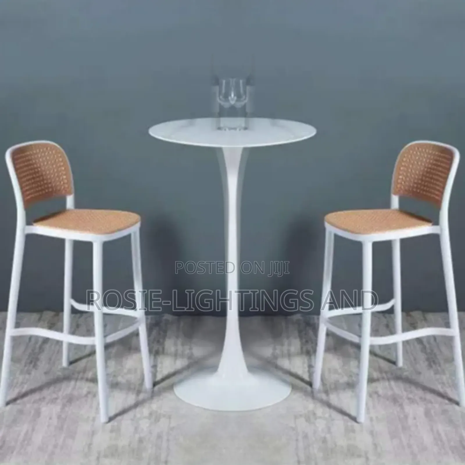 Stackable Design Plastic Bar Stools (Set of 2) and Table