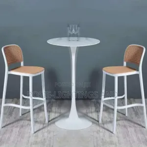 Stackable Design Plastic Bar Stools (Set of 2) and Table