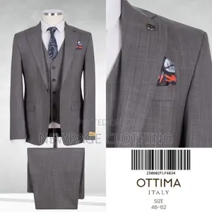 Ottima Italy – Men's 3-Piece Charcoal Slim Fit Suit Style