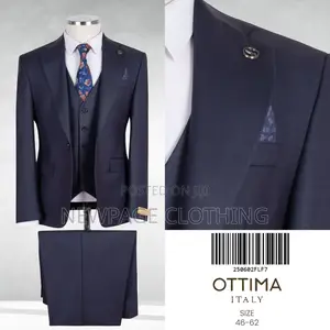 Men’S 3-Piece Navy Blue Slim Fit Suit – Ottima Italy.