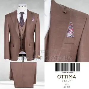 Men’S 3-Piece Brown Slim Fit Suit – Ottima Italy