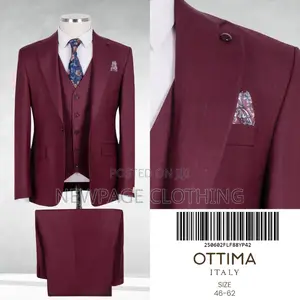 Men’S 3-Piece Wine Slim Fit Suit – Ottima Italy