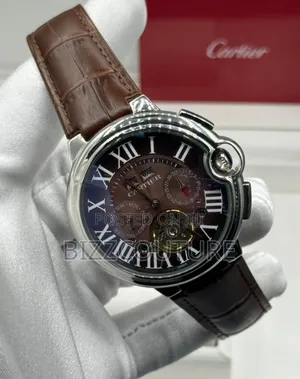 Original Cartier Brown Genuine Leather Strap Watch