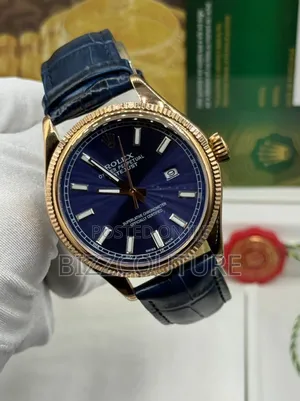 Original Rolex Date Just, Blue Genuine Leather Strap Watch