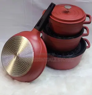 Brick Red Stylish Uakeen Cast Iron Pot Sets