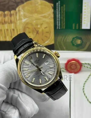 Original Rolex Oyster Perpetual Black Genuine Leather Watch