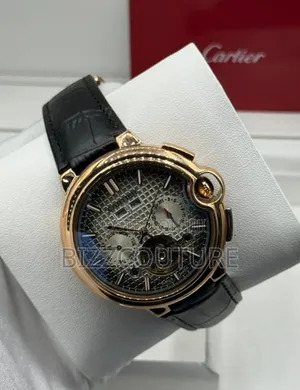 Original Cartier Mechanical Black Genuine Leather Watch