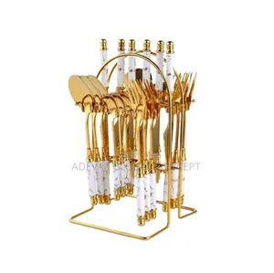 24pcs Ceramic Handle Stainless Steel Cutlery Dinner Sets